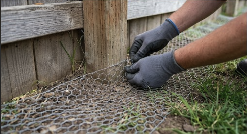 Metal barrier for dogs digging in the dirt